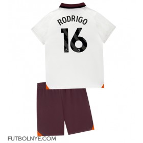 Camiseta Manchester City Rodri Hernandez #16 Visitante Equipación para niños 2023-24 manga corta (+ pantalones cortos)